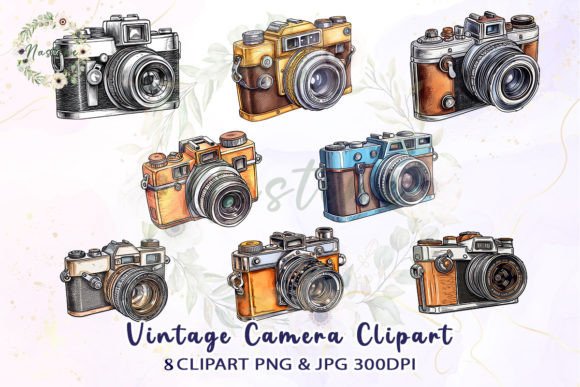 Download Vintage Camera Watercolor Clipart - Vintage camera Collection