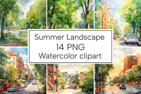 Download Summer Watercolor Landscapes Clipart - Summer watercolor Collection