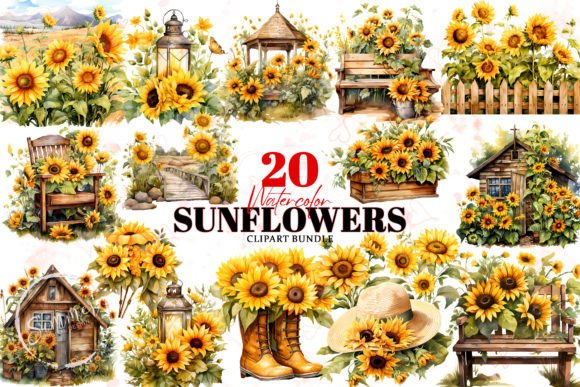 Download Sunflowers Summer Watercolor Clipart - Summer watercolor Collection