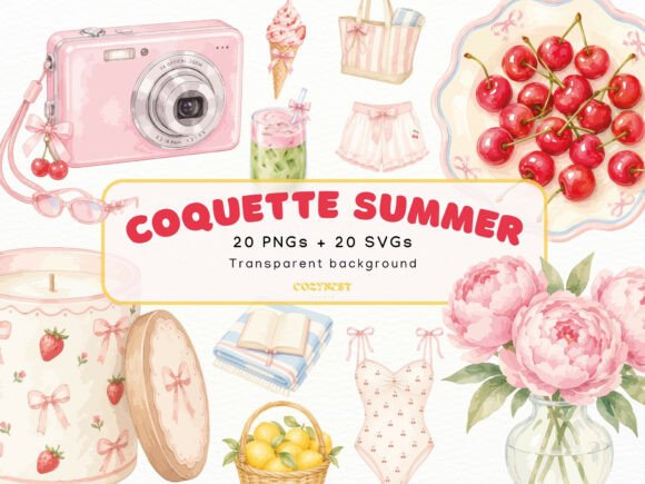 Download Coquette Summer Watercolor Cliparts PNG - Summer watercolor Collection