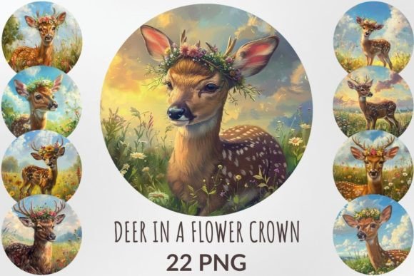 Download Deer in a Flower Crown Sublimation Pack - Flower crown Collection