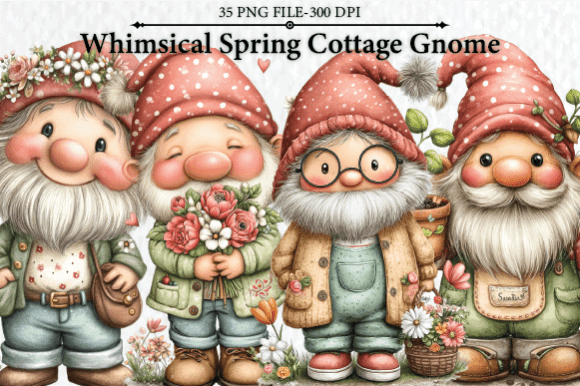 Download Whimsical Spring Cottage Gnome Clipart - Gnome clipart Collection