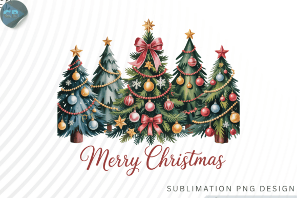 Download Watercolor Merry Christmas Tree PNG Desi - Premium Bundle