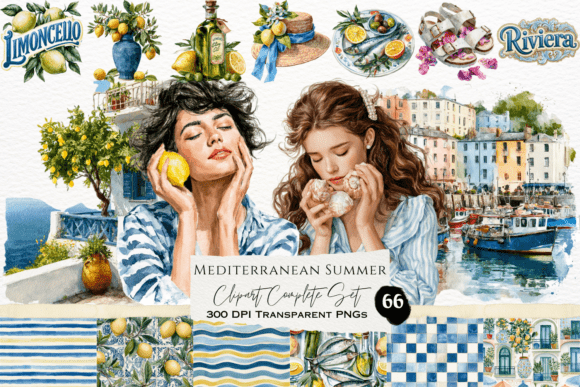 Download Mediterranean Summer Watercolor Clipart - Summer watercolor Collection