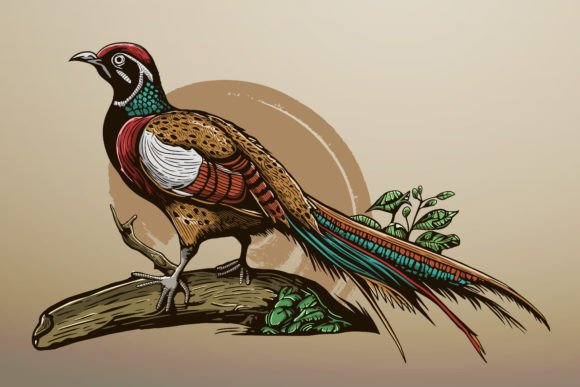 Download Hand Drawn Exotic Bird on Tree Branch - Exotic bird Collection