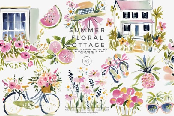 Download Summer Watercolor Clipart Set - Summer watercolor Collection