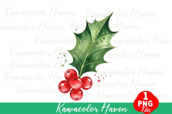 Download Watercolor Holly Berries Festive - Watercolor holly berries Collection